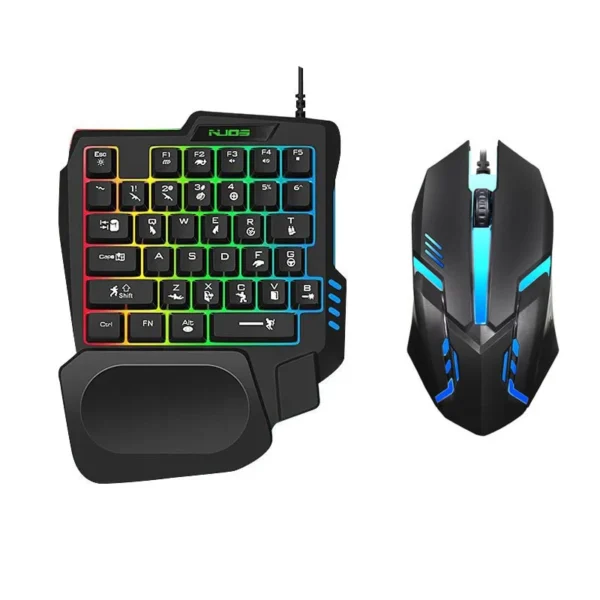 One Hand Non Mechanical Gaming Keyboard and Backlit Mouse Combo