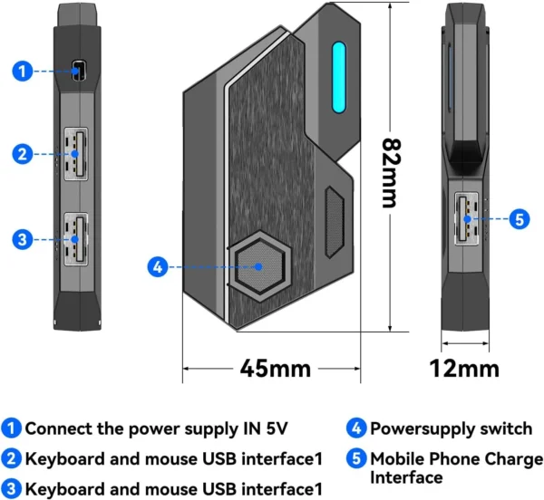 Mix SE Keyboard Mouse Converter, Bluetooth 5.0 Mobile Game Controller Adapter, Professional Mouse Keyboard Adapter Converter for Android - Image 2